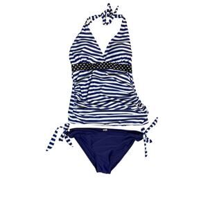 Maternity size large, ￼Tankini, Two piece, ￼Strapless Stripe Bikini